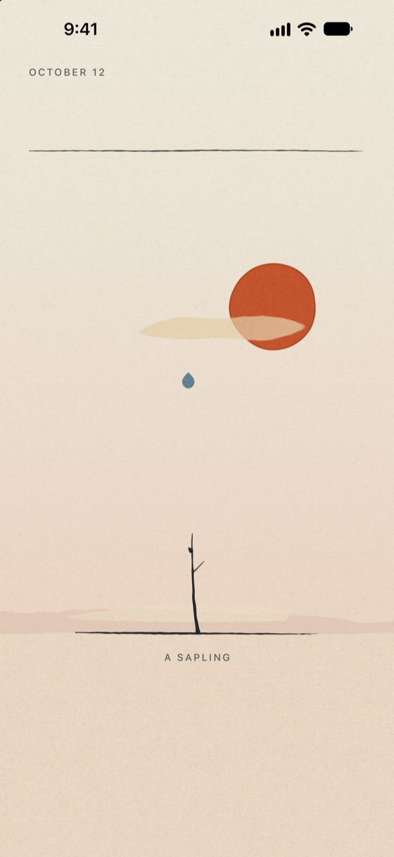 The words gone, fallen as a single drop of water toward the sapling